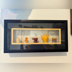 Carlos Silva “Centuries Clayworks” Framed Miniature Pottery Art in a shadow box
